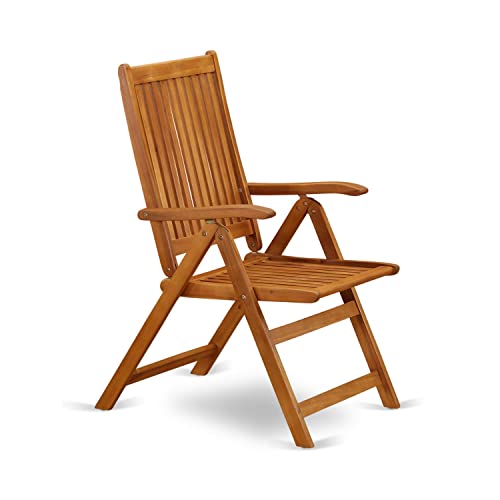 East West Furniture BCNC5NA Outdoor Folding arm Chair, Natural Oil