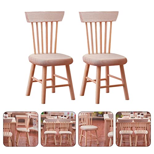 Toyvian Dollhouse Wooden Chair Miniature: 2 Pieces 1: 12 Unfinished Wood Chair- Mini Furniture Model Supplies for Miniature Dollhouse Accessories Toyvian