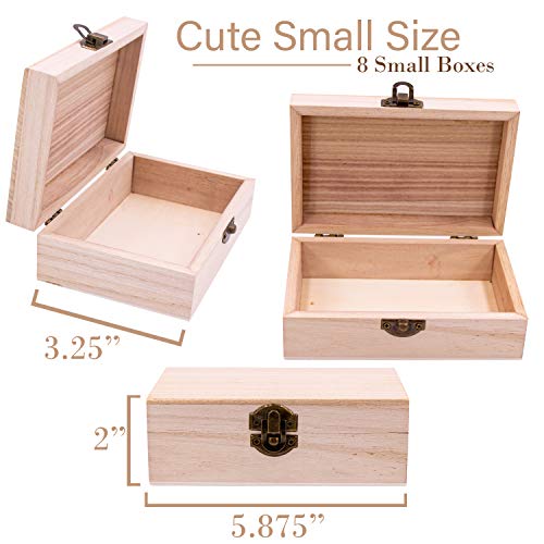 Upper Midland Products 8 Pk Wooden Boxes For Crafts, Unfinished Wood Boxes 5.875 In x 3.8 In x 2 in Upper Midland Products