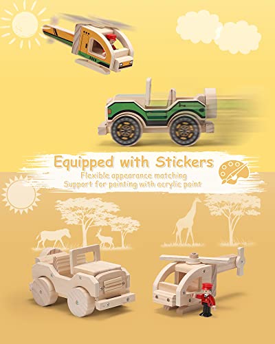 SainSmart Jr. Woodworking Building Kit, 2-in-1 Kids STEM Projects Set, DIY Wood Crafts Assembly Toys with Different Combinations for Boys and Girls SainSmart Jr.