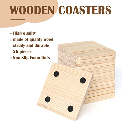 10 Pieces Unfinished Wood Coasters, 4 Inch Round Acacia Wooden Coasters  for