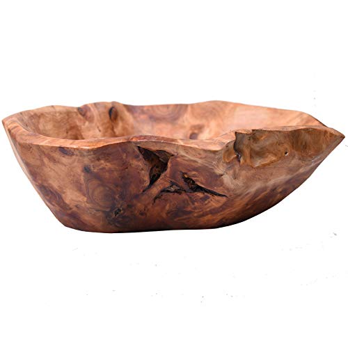 KIDYBELL Wood bowl(12"-14"),Handmade Natural Root Carving Bowl Fruit Salad Bowl Creative Wooden Bowl - WoodArtSupply