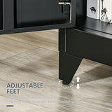 HOMCOM Industrial Storage Cabinet, Steel Garage Cabinet with Double Doors and Adjustable Shelves, Black HOMCOM