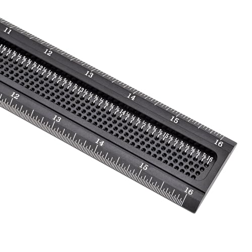 GOINGMAKE Woodworking T-Square 16 Inch Aluminum Alloy T Square Ruler 1/32" Hole Scrbing Guides Positioning Scribe Tool Precision Woodworking Ruler - WoodArtSupply