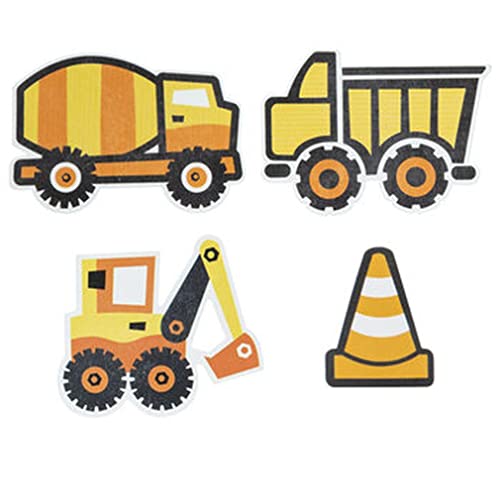 Woodpile Fun! Construction Painted Wood Cutout Shapes - Dump Truck, Tractor, Cone, Cement Mixer - for Craft, Decor, Scrapbooking, and More - WoodArtSupply