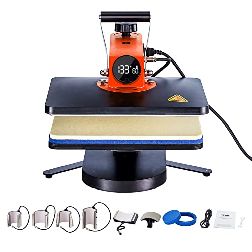 VEVOR Heat Press 15X12 Inch Heat Press Machine 5 in 1 Digital Multifunctional Sublimation T-Shirt Heat Press Machine for T Shirts Hat Mug Cap Plate