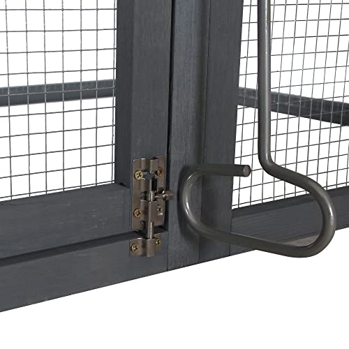 PawHut 84" Wooden Chicken Coop, Hen House Outdoor with Run Nesting Box, Asphalt Roof, Removable Tray, Ramp, Poultry Cage for 2-3 Chickens, Gray PawHut