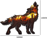 Linwnil Wolf 3D Forest Animal Wooden Wall Sculpture - Multi-Layer Art for Home Decor Linwnil