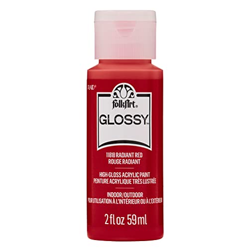 FolkArt, Radiant Red 2 fl oz Assorted 59ml Brilliant Gloss Acrylic Paint for Easy to Apply DIY Crafts, Art Supplies with A Glossy Finish, 11818 FolkArt