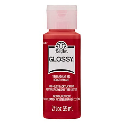 FolkArt, Radiant Red 2 fl oz Assorted 59ml Brilliant Gloss Acrylic Paint for Easy to Apply DIY Crafts, Art Supplies with A Glossy Finish, 11818