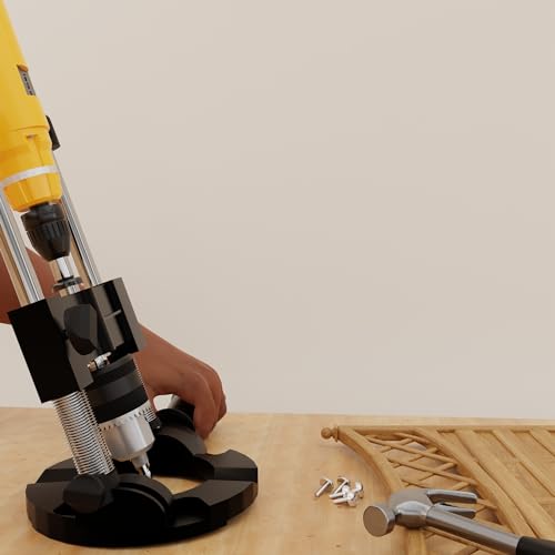 Pop's Choice Portable Drill Guide/Press for Drilling, Multi-Angle Guide Attachment Holder For 1/4 Inch and 3/8 Inch, with Chuck, Black POP'S CHOICE