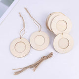 SUPVOX Wedding Decor 10pcs Mini Round Photo Frame Unfinished Wooden Picture Frame with Hanging Rope for DIY Crafts Home Bedroom Living Room Wedding SUPVOX