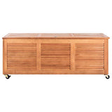 Safavieh PAT7038A Outdoor Collection Elina Teak 47.2" Cushion Deck Box, Natural Safavieh