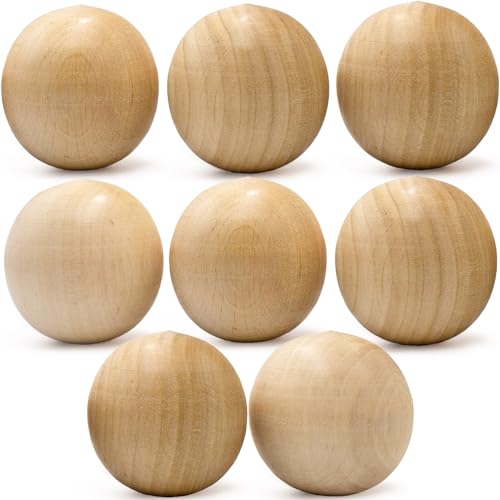 Natural Wood Shapes for Crafting - Unfinished Wooden Ovals, 1.7" Diameter - 8 Pcs Wood Balls for DIY Projects - WoodArtSupply