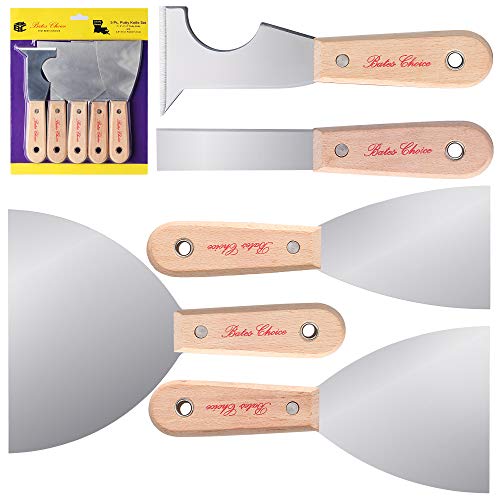 Bates- Paint Scraper, 5 Pc Scraper Tool, Putty Knife Set, Putty Knife, Painting Tools, 5 in 1 Tool, Spackle Knife, Wallpaper Scraper, Painters Tool, - WoodArtSupply