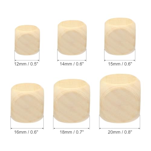 PATIKIL 18mm Blank Wooden Dice, 100 Pack Unfinished Wooden Blocks 6 Sided Wood Cube with Rounded Corners Square Wood Blocks for DIY Craft Projects PATIKIL