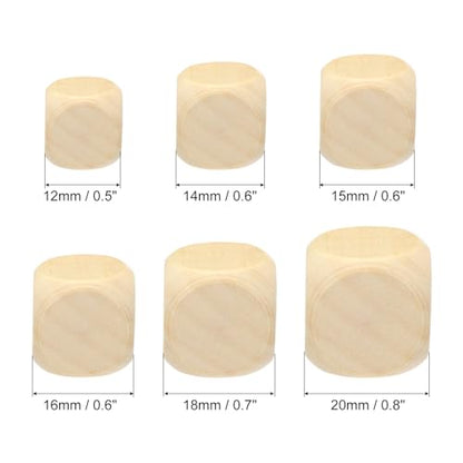 PATIKIL 18mm Blank Wooden Dice, 100 Pack Unfinished Wooden Blocks 6 Sided Wood Cube with Rounded Corners Square Wood Blocks for DIY Craft Projects - WoodArtSupply