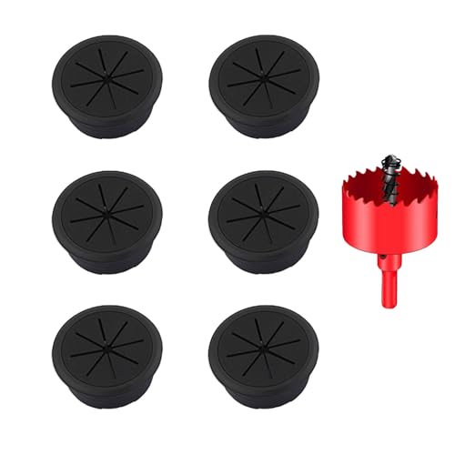 TuTuYa Desk Grommet, 6PCS Flexible 2 Inch (50mm) Desk Cable Grommet Desk Cable Hole Covers with Hole Saw, Ideal Solution for Office and Home Table - WoodArtSupply