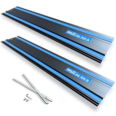 110" Plunge Track Saws Guide Rail for Makita Festool, Includes 2 PCS 55" Aluminum Extruded Guided Rails and 2 Guide Rail Connectors for Woodworking WOUILNIA