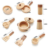 WHOHOLL Wooden Toys Play Kitchen Accessories, Montessori Toys for 1 2 3 4 5 + Years Old Toddlers, Toy Kitchen Play Dishes & Play Food Playset, WHOHOLL