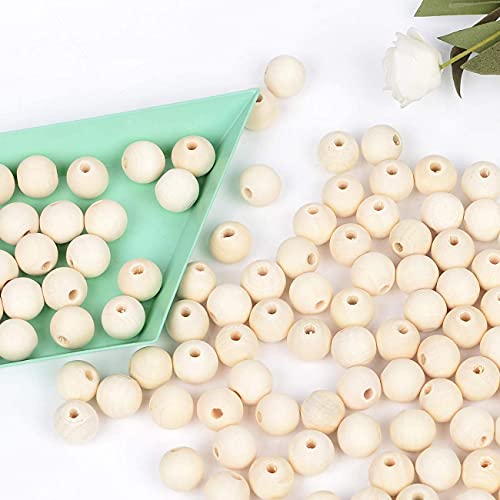 150pcs 25MM Wood Beads Natural Unfinished Round Wooden Loose Beads Wood Spacer Beads for Craft Making Decorations and DIY Crafts