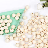 150pcs 25MM Wood Beads Natural Unfinished Round Wooden Loose Beads Wood Spacer Beads for Craft Making Decorations and DIY Crafts pojah