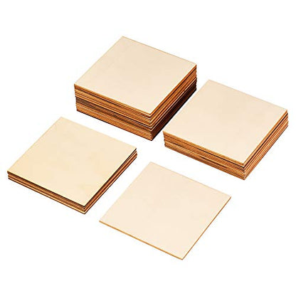 Wood Squares for Crafts, 36-Count 5x5 Wooden Squares, Unfinished Wooden Square Cutouts for DIY Arts and Crafts, 5 x 5 Inches