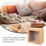 Alipis Wooden Box Wood Glass Storage Box Square Jewelry Display Case Unfinished Wood Box with Clear Window, Desktop Storage Box with Lid Stash Box Alipis