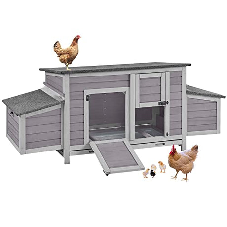 Aivituvin Chicken Coop Two Nesting Boxes Large Wooden Hen House Weatherproof Outdoor Rabbit Hutch Duck Cage Aivituvin