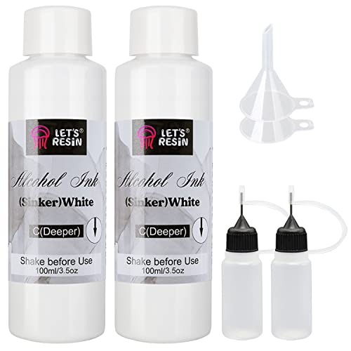 LET'S RESIN White Alcohol Ink for Resin, Alcohol Ink White Colors,2 Bottles Each 3.5oz,Adjustable Alcohol-Based Resin Ink,White Resin Pigment for - WoodArtSupply