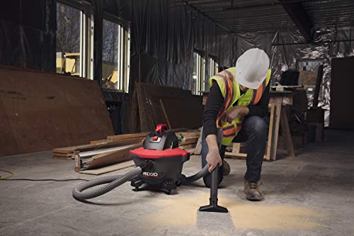 RIDGID 62698 RT0600 NXT 6-Gal. Wet Dry Shop Vacuum with Casters, 4.25 Peak HP Motor, and Pro Locking Hose, Dark Gray and Red RIDGID