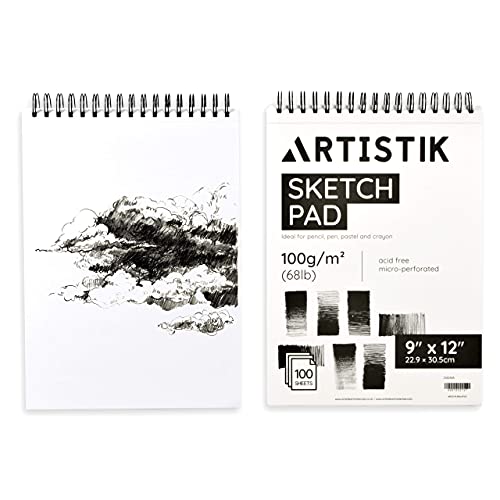 9 X 12 Inches Sketch Book, Top Spiral Bound Sketch Pad, 1 Pack 100