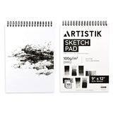 Sketch Pad 9"x12", 2 Pack, 100 GSM, 100 Sheets Perforated (Pack of 2 - Jumbo Sketchbook Pads 9" x 12") ARTISTIK