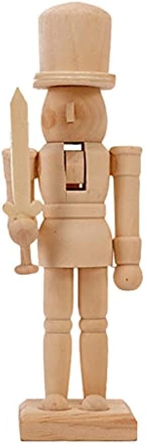 RCFINE Christmas Wood Nutcracker Soldier Figures 8in DIY Unfinished Blank Nutcracker Ornament for Christmas Decoration