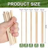 HAPY SHOP 100 Pieces Wooden Dowel Rods Assorted Sizes Wooden Dowels 1/8, 3/16, 1/4, 5/16, 3/8 x 6 Inch Wood Craft Dowel Rods for Crafts and DIY HAPY SHOP