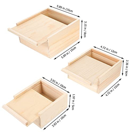 Kisangel Wooden Box Wood Gift Box with Sliding Lid Unfinished Wood Storage Box Trinket Storage Box Blank Wood Box Case Container for Gift Box DIY Art Kisangel