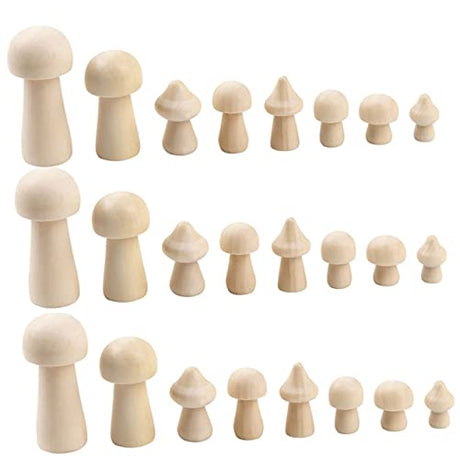 Yardwe 1 Box Wooden Mushroom Ornament uncolored Wood Mushroom Small Unfinished Wood Mushrooms Mushroom Stool Unfinished Wooden Mini Dolls Wooden Yardwe