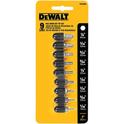 DEWALT Hex Bit Set, 9-Piece (DW2068) - WoodArtSupply