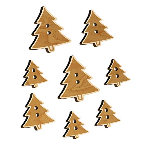 Pine Tree Cartoon Wood Buttons for Sewing Knitting Crochet DIY Craft - Medium 1.00 Inch (7pcs) Sniggle Sloth