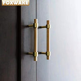 foxwake Natural Wood Kitchen Cabinet Handles 3~5 Inch 12Set Center to Center Adjustable Double Hole Euro Scandi-Modern Dresser Knob, Unfinished DIY foxwake