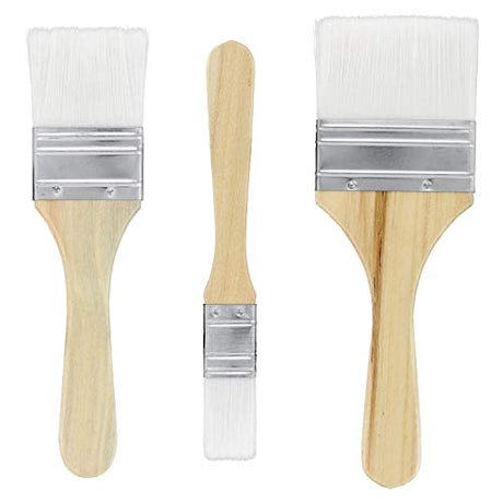 U.S. Art Supply 3 Pack of Variety Size Synthetic Bristle Paint, Chip and Utility Paint Brushes for Paint, Stains, Varnishes, Glues, and Gesso US Art Supply