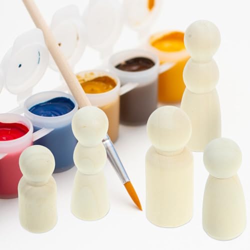 Tofficu Unfinished Wooden Peg Dolls, 36pcs Peg People Doll Bodies Wooden Figures Decorative Peg Doll People for Kids DIY Art Craft Painting Peg Game Tofficu