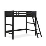 DHP Moon Bay Black Wooden Loft Bed for Kids - Twin Size with Ladder and Guardrails DHP