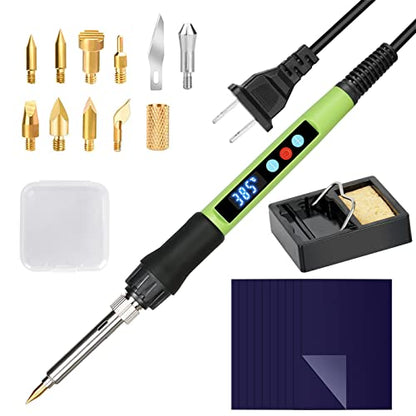 Wood Burning kit, 100W Professional WoodBurning Pen Tool, DIY Creative Tools with LED Display Adjust Temp Switch 180~500℃,Wood Burner for Embossing,Carving,Pyrography,Suitable for Beginners,Adults