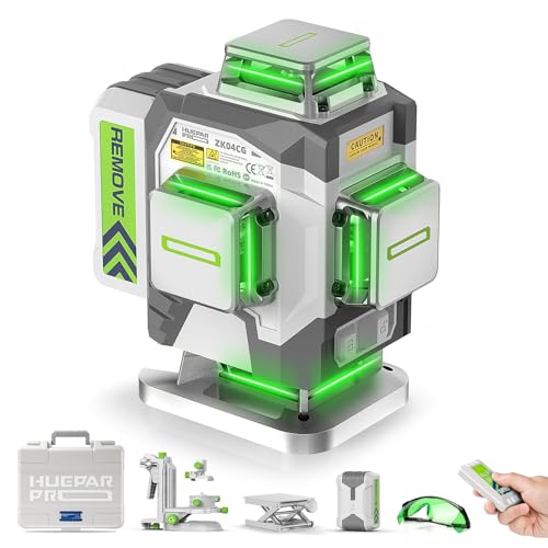 Huepar Pro Laser Level, 16 Lines Self-Leveling 4x360 Green Beam Cross Line Laser Tool, High Accuracy Professional 4D Tiling Floor Laser Level with Huepar Pro