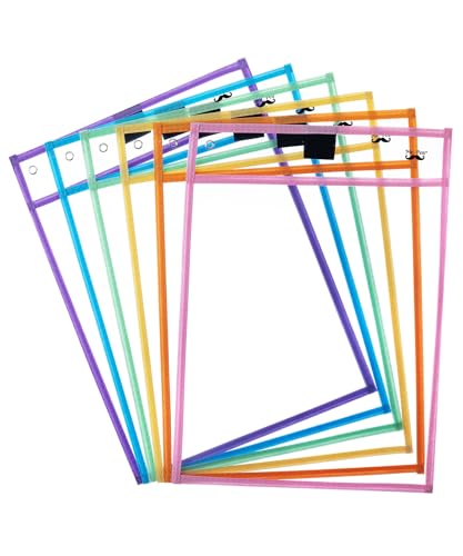 Mr. Pen- Dry Erase Pocket Sleeves, 10 x 14 Inch, 6 Pack, Pastel Colors, Plastic Sleeves, Dry Erase Pockets Reusable Sleeves, Dry Erase Sleeves, Clear Mr. Pen