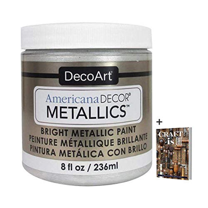 DecoArt Americana Decor Metallics Pearl Paint - 8oz Metallic Pearl White Acrylic Paint - Water Based Multi Surface Paint for Arts and Crafts, Home - WoodArtSupply