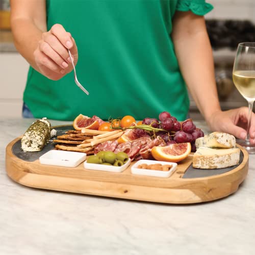 Premium Oval Charcuterie Board Cheese Board Set: Acacia Wood, Stainless Steel Knives - Christmas Gifts for Women, House Warming Gifts Ideas, New