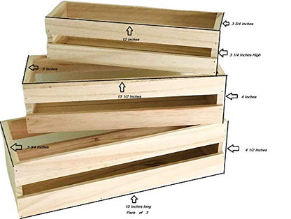 Oojami 3 Pack Wood Craft Crate Caddy Set | Nesting, Wood crates for Display, Wooden Boxes for Crafts, Decorative Wooden Crate, Wood Box Storage - WoodArtSupply