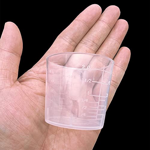 30 Pcs Plastic Graduated Cups, 60ml/2oz Clear Scale Cups with 50 Pcs Wooden Stirring Sticks for Epoxy, Resin, Stain, Mixing Paint MYYZMY